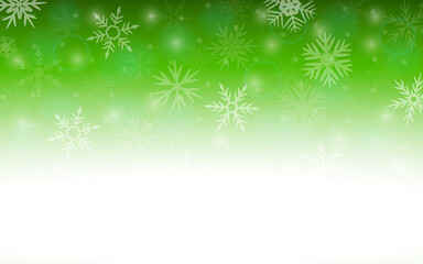 Fototapeta na wymiar Christmas green background with snowflakes. 