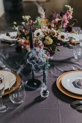 table set for a wedding reception