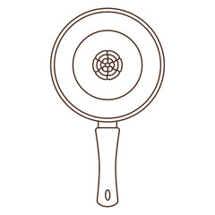 Illustration of cooking pan. Stylized kitchen and restaurant utensil.