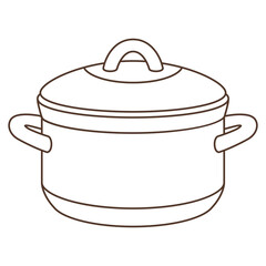 Illustration of cooking pan. Stylized kitchen and restaurant utensil.