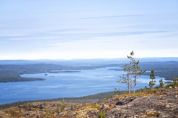 Landscapes overlooking the lake. Kola Peninsula, Arctic Circle, Russia