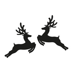 Reindeer silhouette isolated on white background 