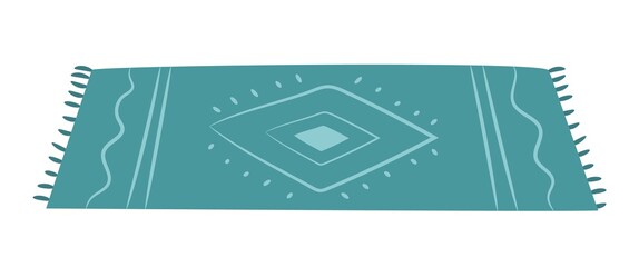 Carpet in boho style isolated on white background. Flat vector illustration