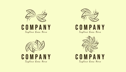 Abstract floral logo set collection. Aesthetic line art flower logo vector bundle for beauty care, skin care, spa, yoga, boutique, women fashion, feminine, wedding, hotel and beauty clinic treatment.