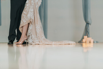 bride and groom in dress