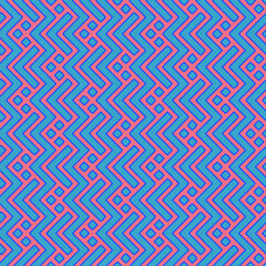 Full Seamless Vertical Zigzag Texture Fabric Print Pattern. Blue Red Vector Design for Textile, Home Decoration and Structure.