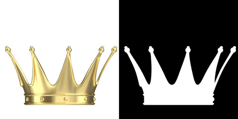 3D rendering illustration of a Royal golden crown
