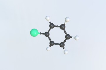 Bromobenzene molecule. Isolated molecular model. 3D rendering