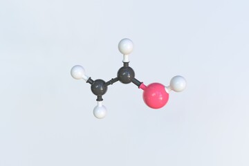 Polyvinyl alcohol molecule, isolated molecular model. 3D rendering