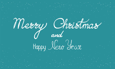 Merry Christmas and Happy New Year hand lettering. Banner with Lettering text in cartoon style. Holiday decoration elements for design, greeting card, posters, postcard, badge, banner, sticker, flyer.