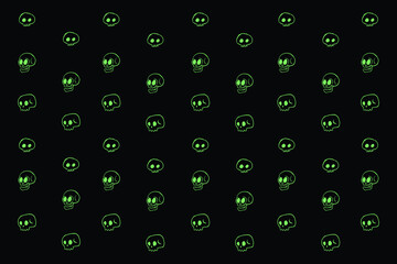 green skull pattern black background