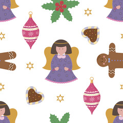 vector graphic holiday seamless pattern with christmas toys