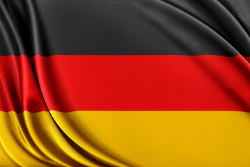Germany flag. Flag with a beautiful glossy silk texture. 3D Rendering.