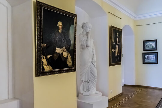 Interior of Kirill Razumovsky Palace. Palace (1803, architect Charles Cameron) - part of monumental complex Hetmans' Capital in Chernihiv province. BATURYN, UKRAINE. OCTOBER 4, 2014.