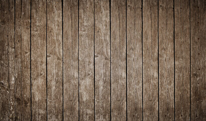 Old vintage brown wooden planks fence