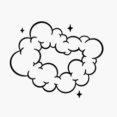 Obraz premium Comic clouds, cartoon vector clouds in line style isolated on light background.