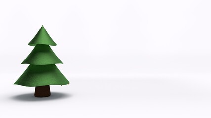 3d rendering of a Christmas tree isolated on a white background. A tree made of three cones. Abstract composition for Christmas cards.