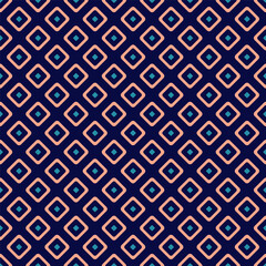 Rhombus elements with center dot vector seamless pattern. Textile fabric print design.