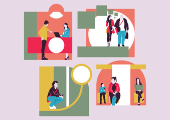 Traveling people. Flat vector.