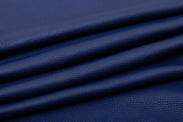 Fototapeta premium blue folded natural cow leather - material for handbags and shoes 