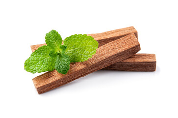 Sandalwood stick and mint leaves