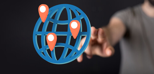 Global world network and telecommunication on earth and IoT. Elements
