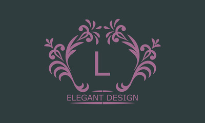 Vector logo design template in trendy linear style. Floral monogram with letter L, place for text or letter. Emblem of fashion, beauty and jewelry industry, business