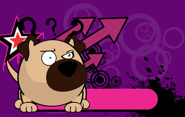 funny pug dog character cartoon ball style background in vector format