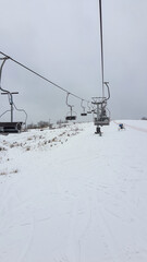 view of empty ski chair lift