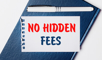 The blue diary lies on a light background. On has a white pen and a piece of paper with the text NO...