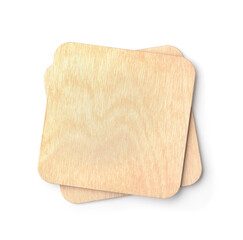 Two blank square wooden beer coasters