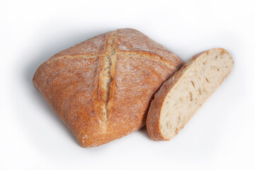 Traditional homemade bread isolated on a white background