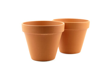 Ceramic flower pots isolated on white