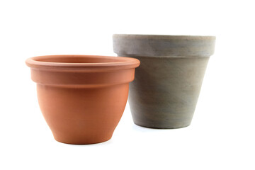 Ceramic flower pots isolated on white