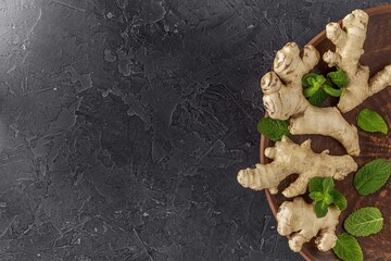 Mint and ginger. The concept of healthy eating, strengthening the immune system.