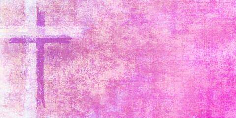 textural crosses on pink and purple grunge art canvas with copy space for worship slide, wallpaper, scripture - obrazy, fototapety, plakaty