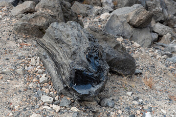 Obsidian rock in Newberry volcanic area in central Oregon