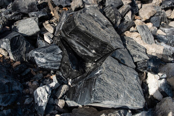 Close up view of an obsidian rock