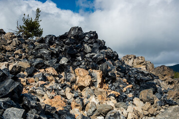 Obsidian rock formation in Newberry volcano