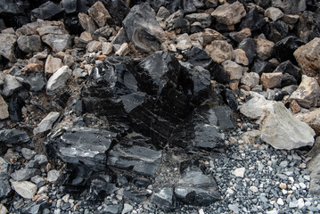Close up view of an exploded obsidian rock
