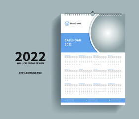 Wall calendar design 2022 template or monthly planner and year planner