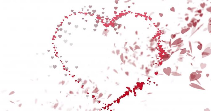 Animation of pink hearts moving on white background