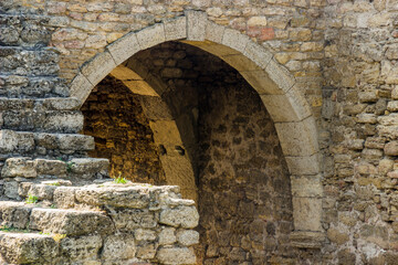 Fototapeta na wymiar walls and arches of the Akkerman fortress in Bilhorod-Dnistrovsky, Odessa region of Ukraine