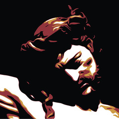 Jesus Christ face. Christian and Catholic religion. Vector illustration