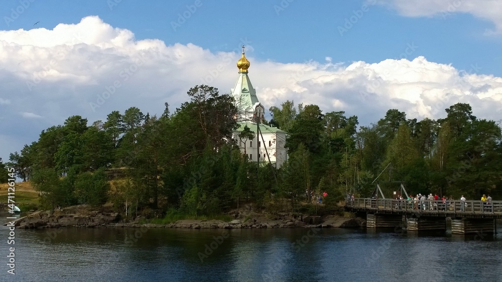 Canvas Prints Ancient historical building of orthodox church cathedral in Russia, Ukraine, Belorus, Slavic people faith and beleifs in Christianity Valaam Kareliya