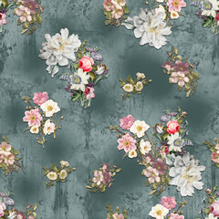 digital textile print flower floral seamless design for wallpaper, graphic , fabric