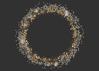 zarter winterlicher Weihnachtskranz in Brauntöne