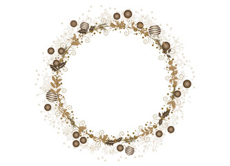 zarter winterlicher Weihnachtskranz in Brauntöne