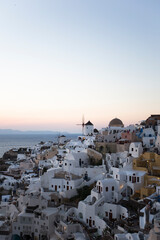 Fototapeta premium Oia village on Santorini island in Greece at sunset