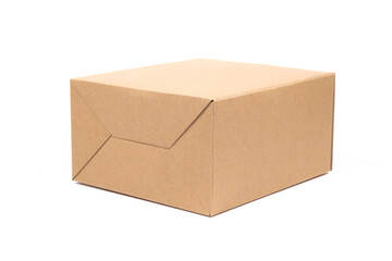 Square cardboard box from bottom and side view, isolated on white background